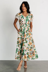 Aliyah Midi Dress | Green Floral - Baltic Born